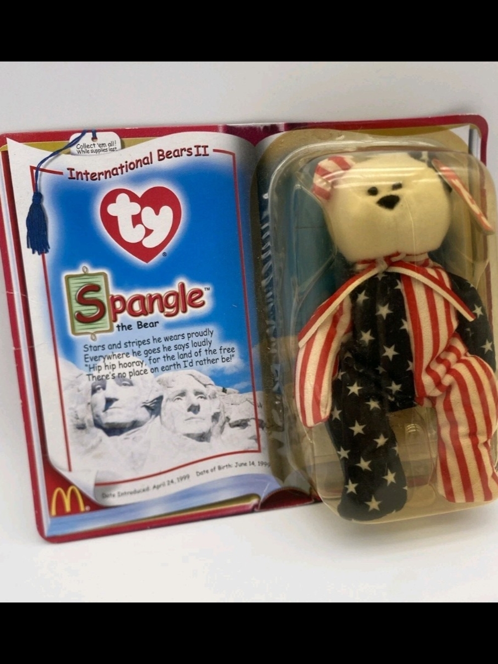 Ty Spangle Patriotic Bear Plush Red White Blue
